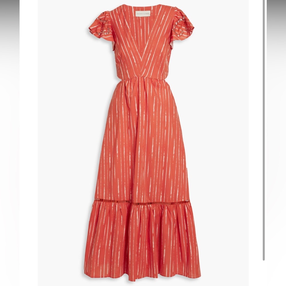 Sachin + Babi Coral and White Striped Midi Dress - Picture 3 of 4